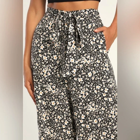 Lulus Orchard Stroll Black Floral Print Wide Leg Pants - Picture 3 of 9